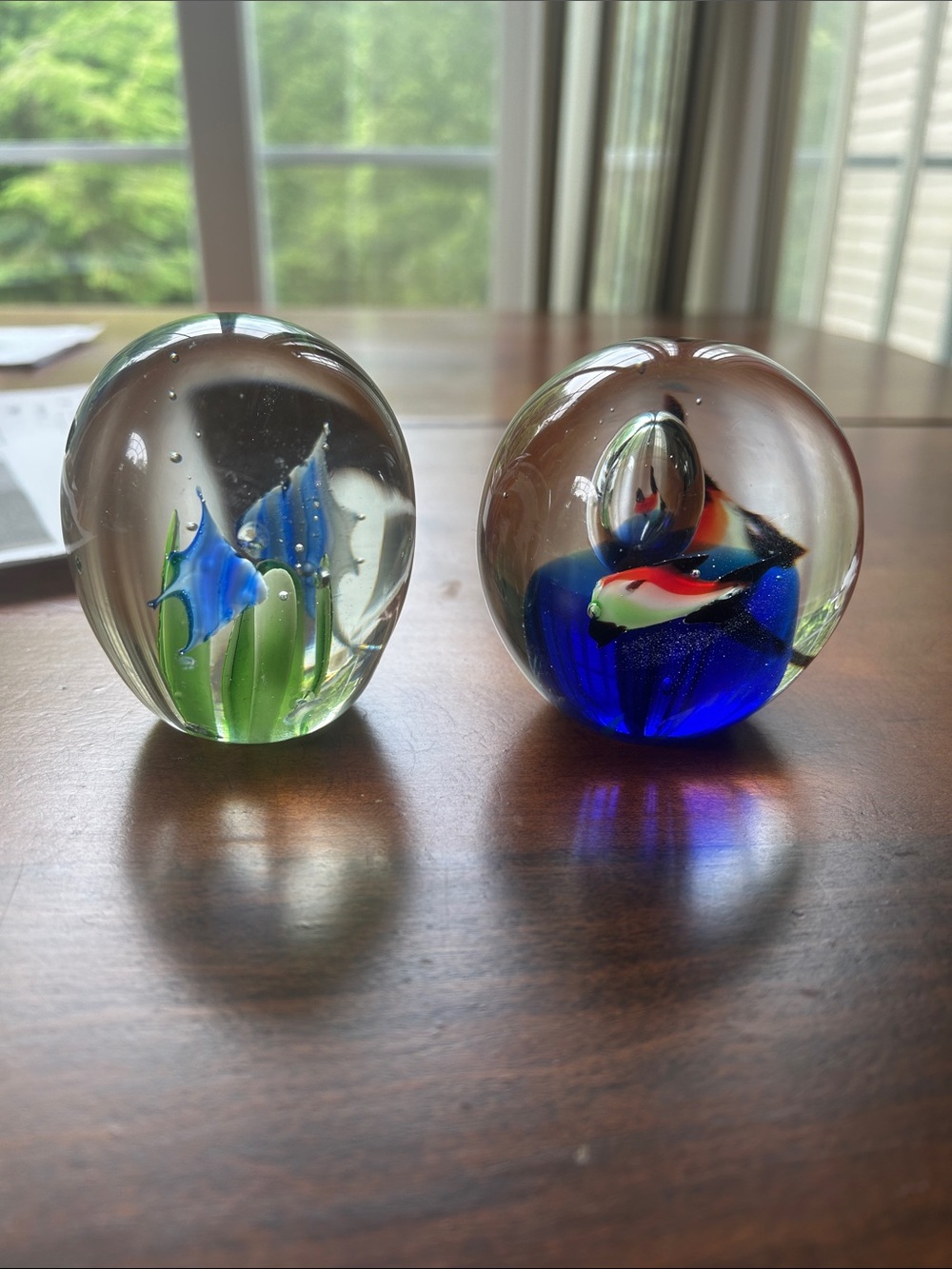 Vintage aquatic glass paperweights - Decorative Home Art